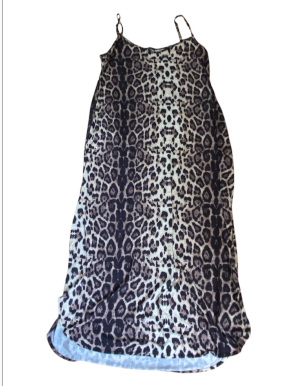 HUSK ARY Sleeveless Pullover Spaghetti Straps Brown Leopard Print Dress Size L